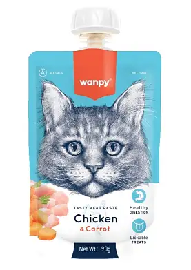 Wanpy Cat Лакомство для кошек Мясной мусс из курицы и моркови