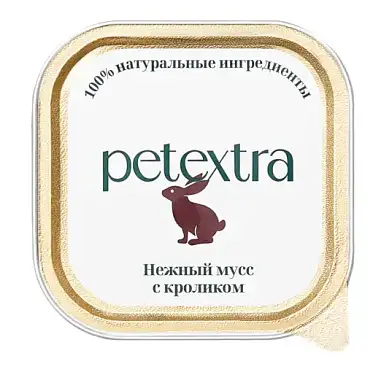 PETEXTRA влажный корм для взрослых кошек нежный мусс с кроликом (ламистер)