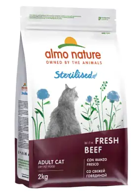 Almo Nature Sterilised Fresh Beef сухой корм для взрослых стерилизованных кошек со cвежей говядиной и коричневым рисом