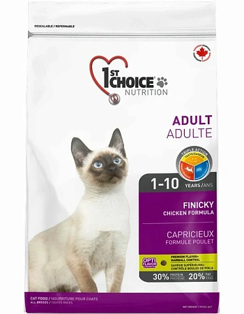 Купить 1st choice finicky Сухой корм для взрослых привередливых в еде кошек (с цыпленком)