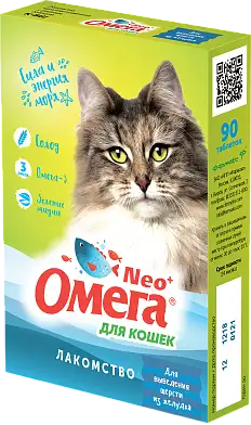Фармакс мультивитаминное лакомство омега neo+ "вывод шерсти" с ржаным солодом для кошек